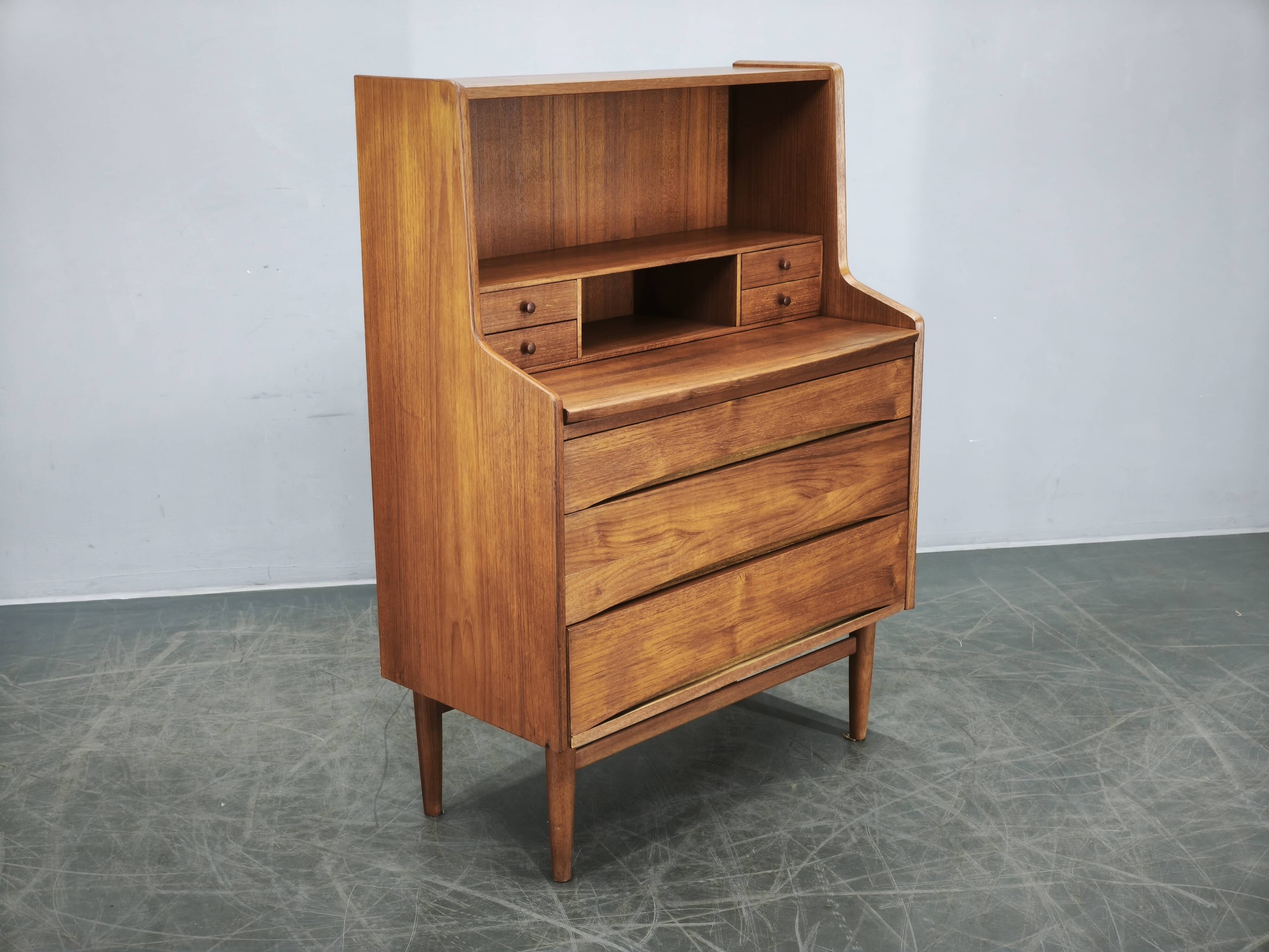 Danish Modern Teak Secretary Writing Desk with Drawers, 1960s