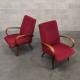 Pair of model 6951 corduroy armchairs by Jaroslav Smidek for Ton 1960