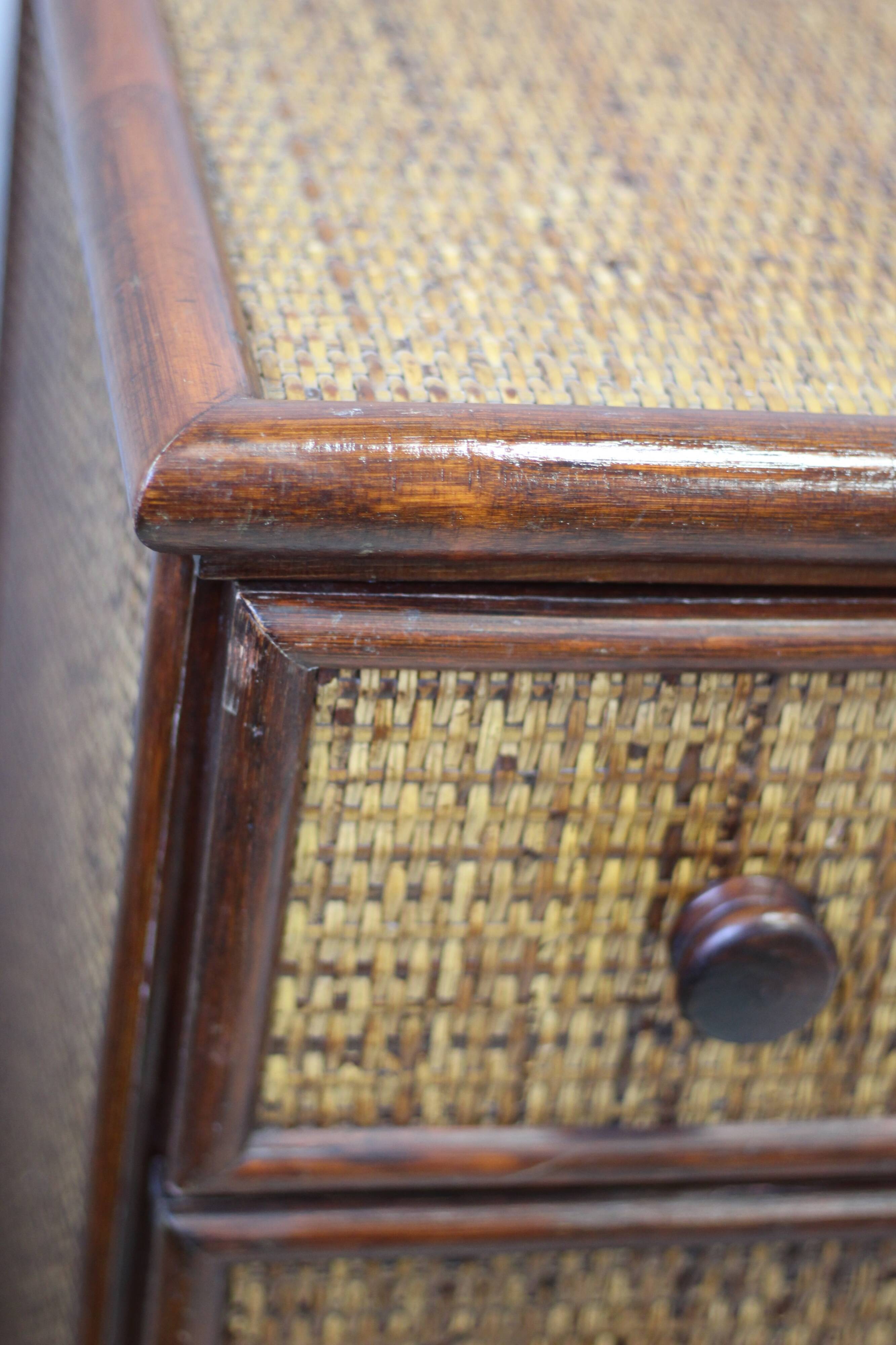 Vintage rattan and bamboo chest of drawers