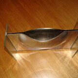 Glass and steel vase, circa 1970