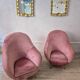 An elegant pair of armchairs with brass legs, Italy from the mid-20th century.