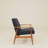 Scandinavian armchair in navy blue bouclé design by H. Lis