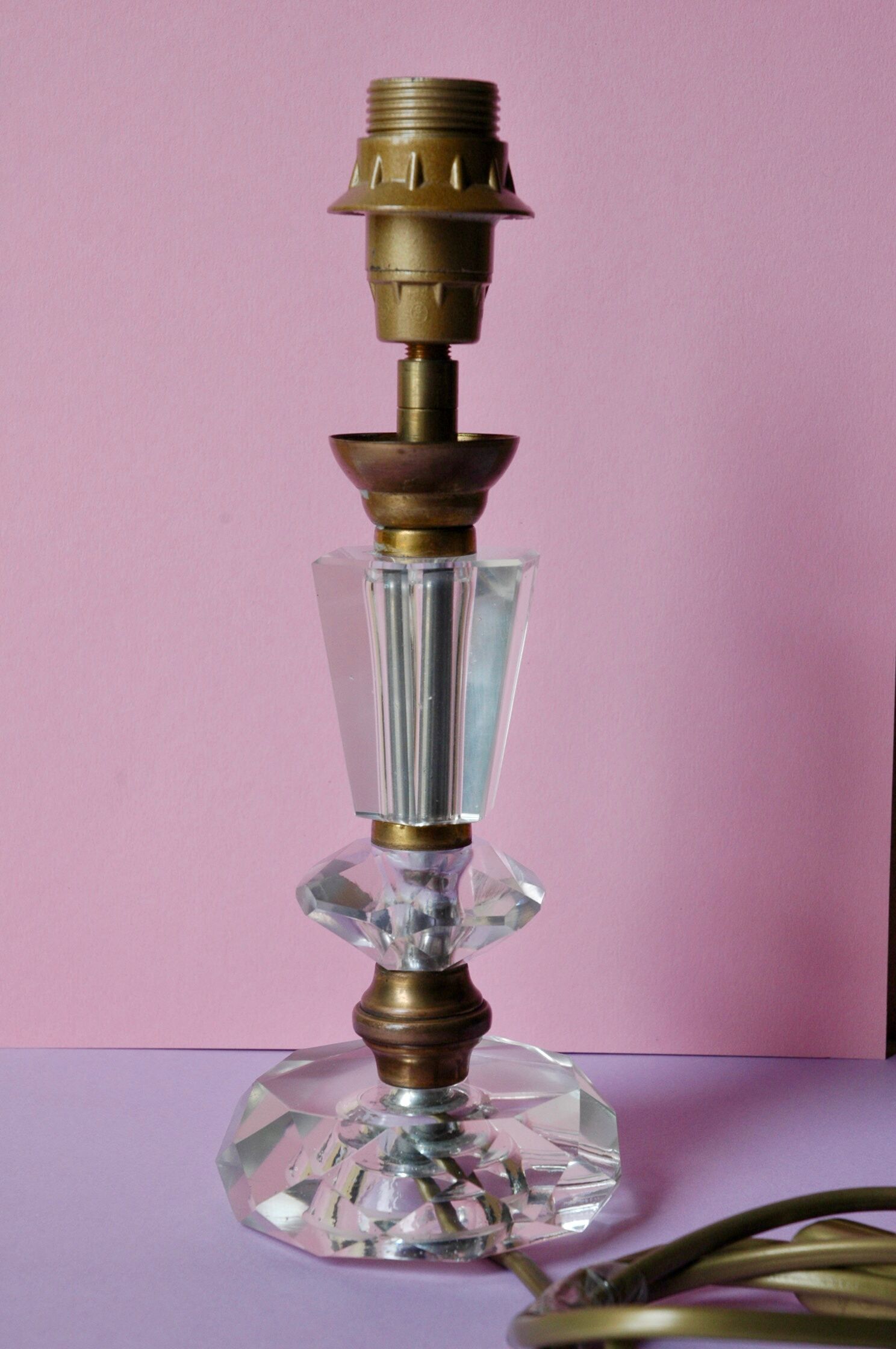 Glass and brass lamp foot