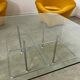 Old Italian design architectural coffee table from the 70s vintage glass and metal