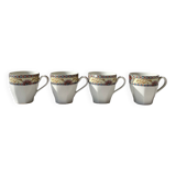 Set of 4 coffee cups and 4 porcelain bowls
