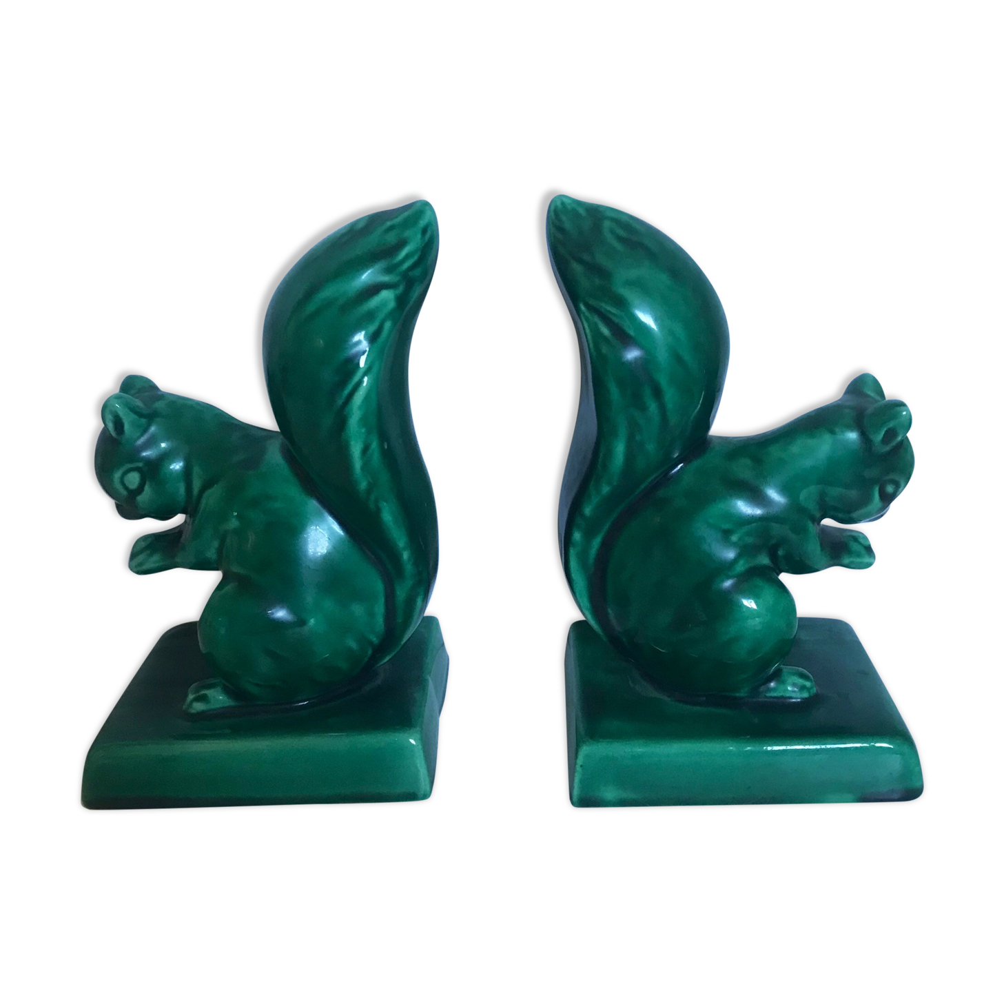 Pair of Art Deco ceramic book clamts