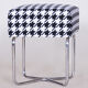 Tabouret chrome noir et blanc de sab fabriqué dans les années 1930 nouveau rembourrage