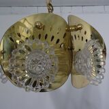 Italian brass and glass ceiling lamp, 1960s
