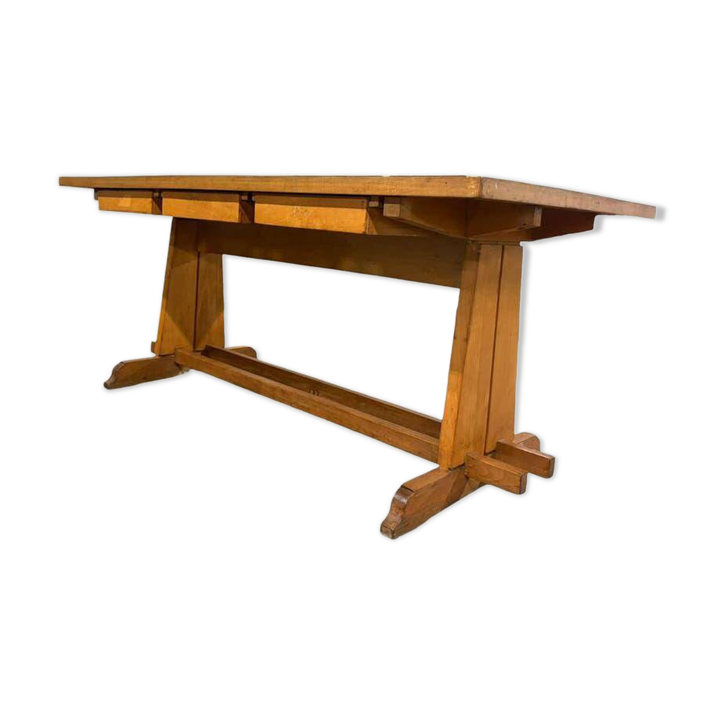 Vintage wooden table with a yellow formica top.