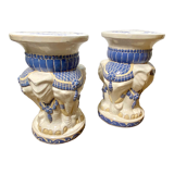 Pair of ceramic elephant stools