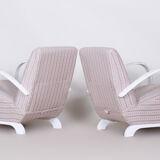 Original pair of white art deco beech armchairs, czechia, 1930s