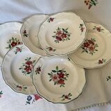 6 old soup plates, Sarreguemines, Amazona model, 1910