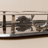 Argent Silverplated Metal Vintage Serving Set for Shots or Caviar-Tray, Ice Holders, Glasses, Italian 1970s Mid-Century Elegant