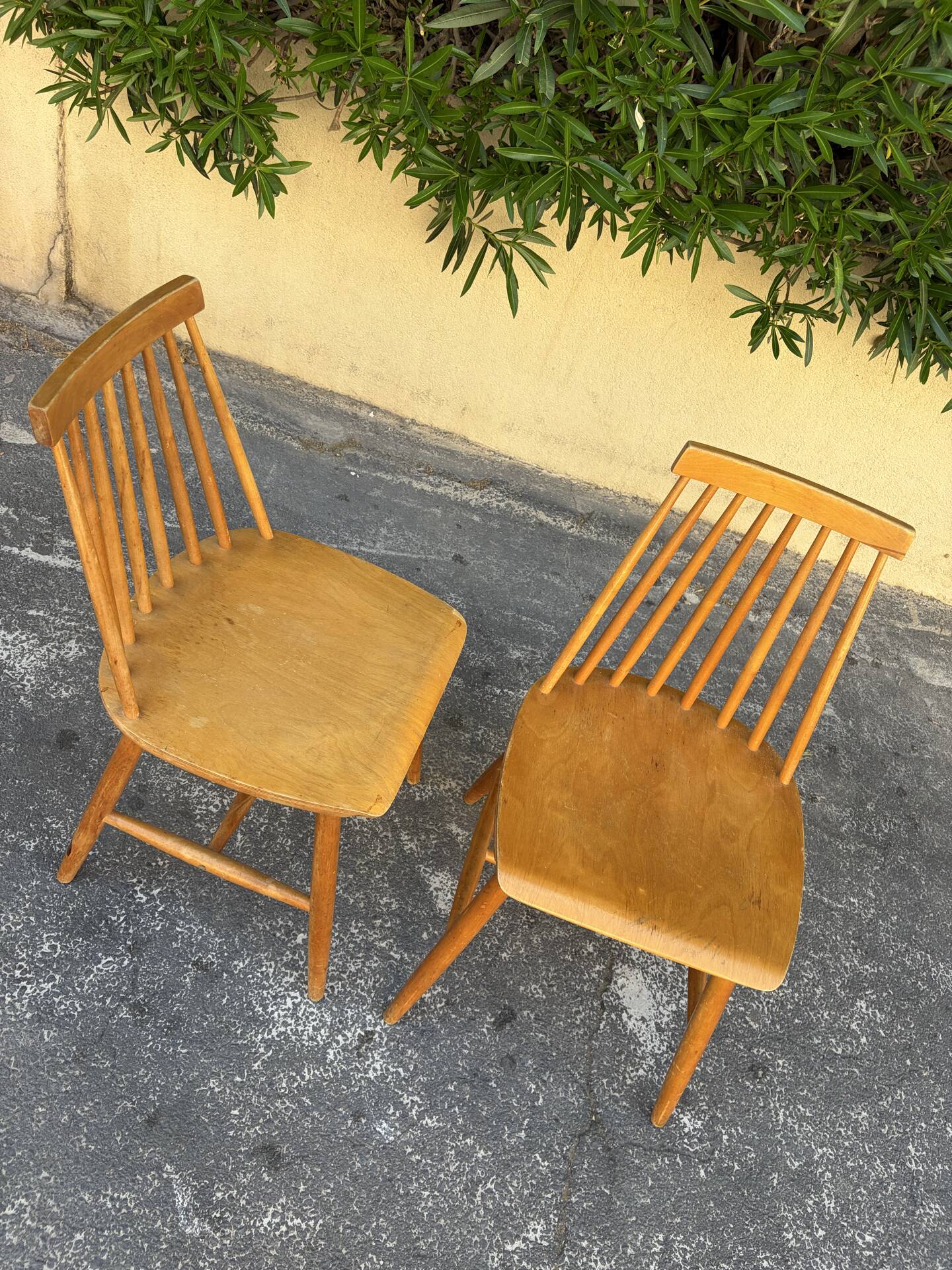 2 IKEA mid-century chairs in the style of Yngve Ekström's "Pinocchio"
