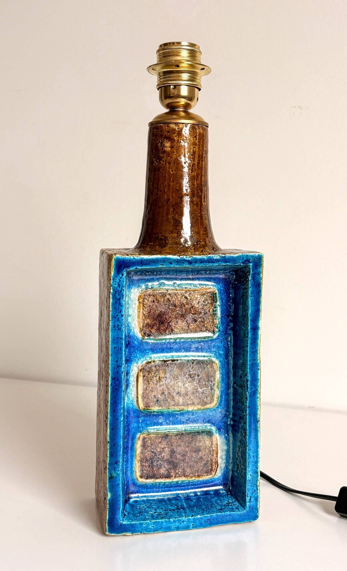 Aldo Londi for Bitossi Chamotte Ceramic Table Lamp, Italy, 1960s