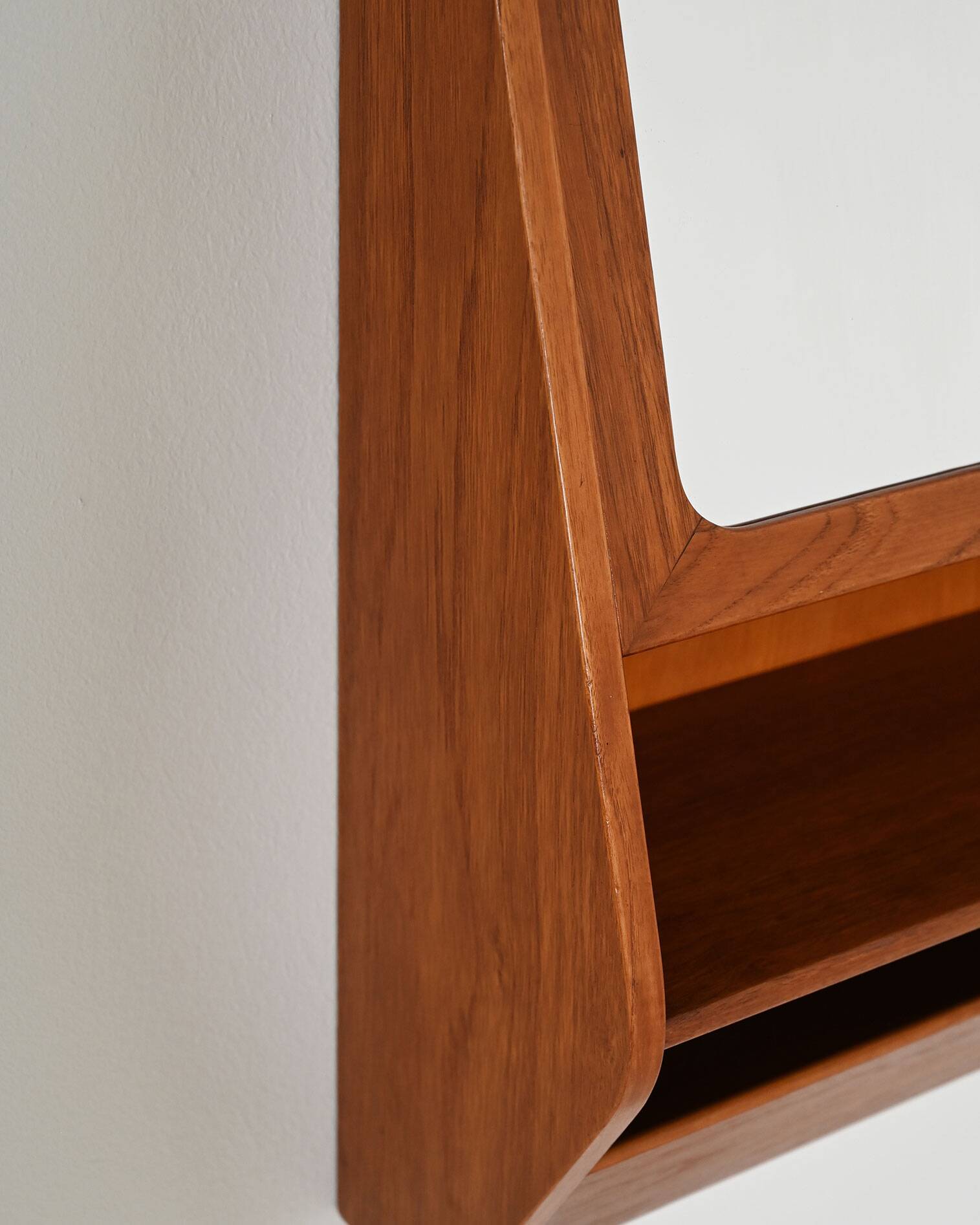 Scandinavian teak wall mirror with storage compartment, 1960s