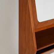 Miroir mural en teck scandinave avec compartiment de rangement, années 1960