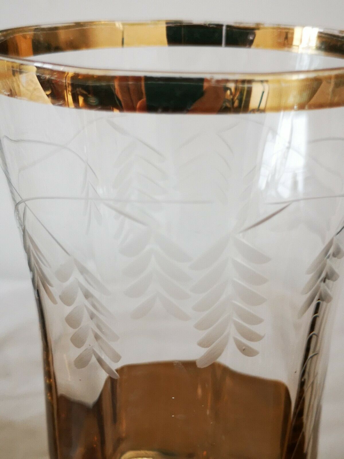 Set de 6 verres ancien gobelet gravé et doré