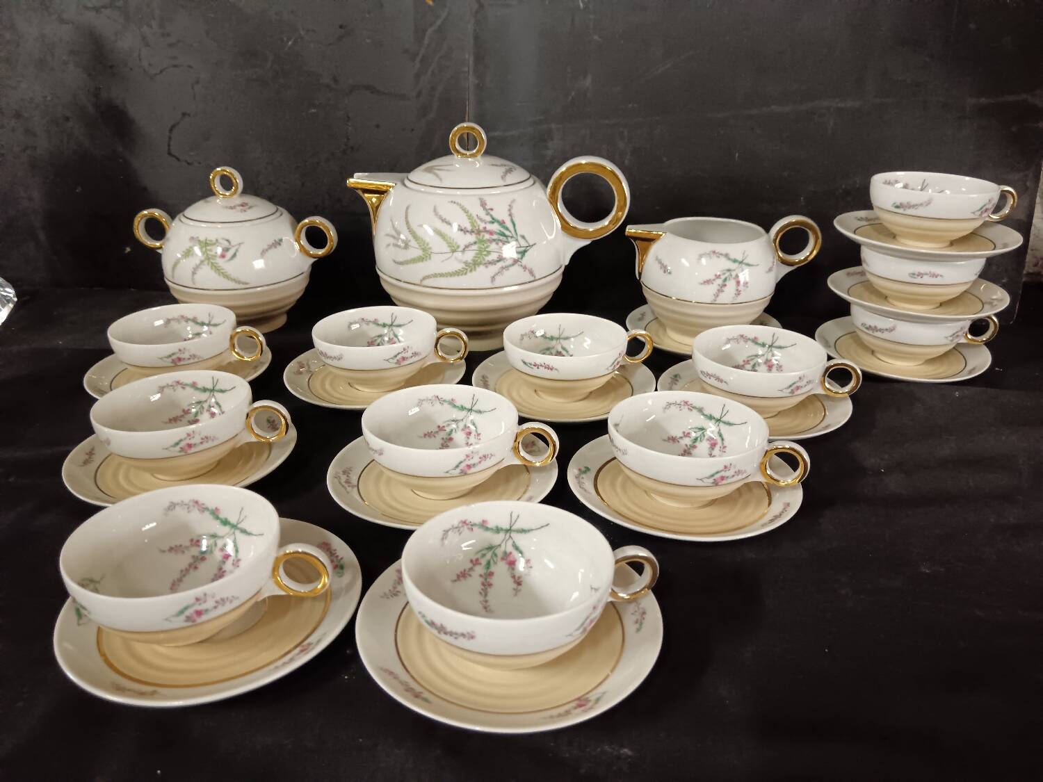 Porcelain coffee service from Limoges, Charles Ahrenfeldt manufacture.