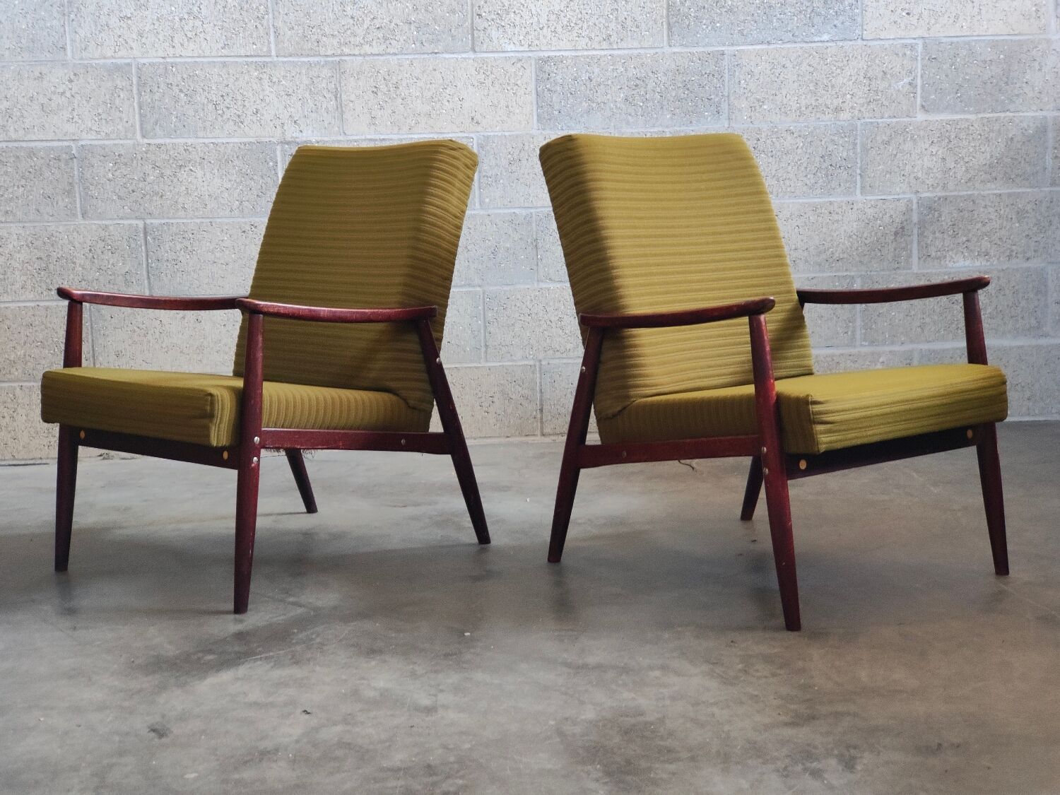 Pair of armchairs Olive Green by Jiri Jiroutek 1960