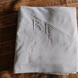 Old linen & ecru cotton sheet - Monogram - 205 x 260 cm - New condition