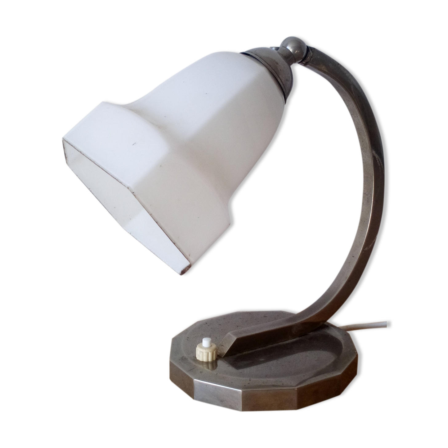 Lamp 1930 chrome and opaline, réélectrifié.
