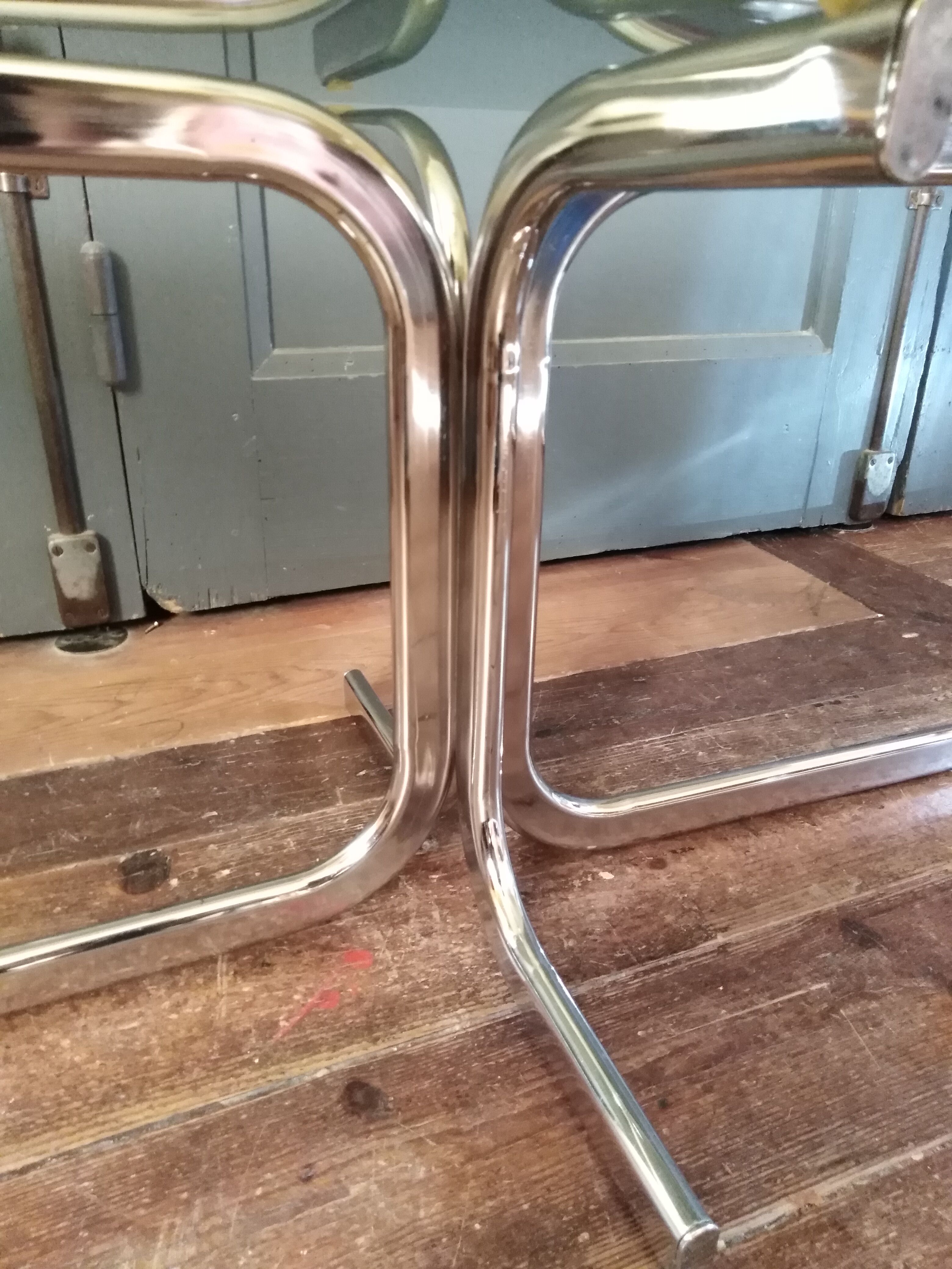 Glass and chrome coffee table 1970