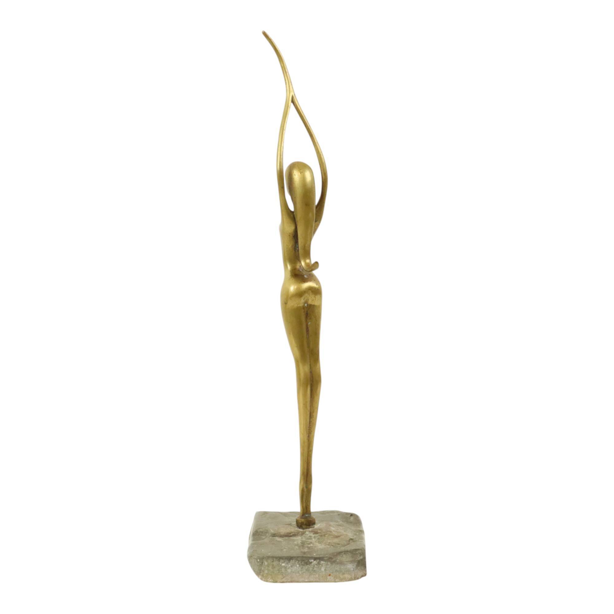 Abstract Image Nude Woman Ballerina Art Deco Style Brass 51cm