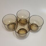 Set of 4 vintage 70s smoked glass water glasses
