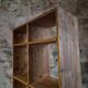 Vintage pine shelf with compartments, room divider, 1950s.