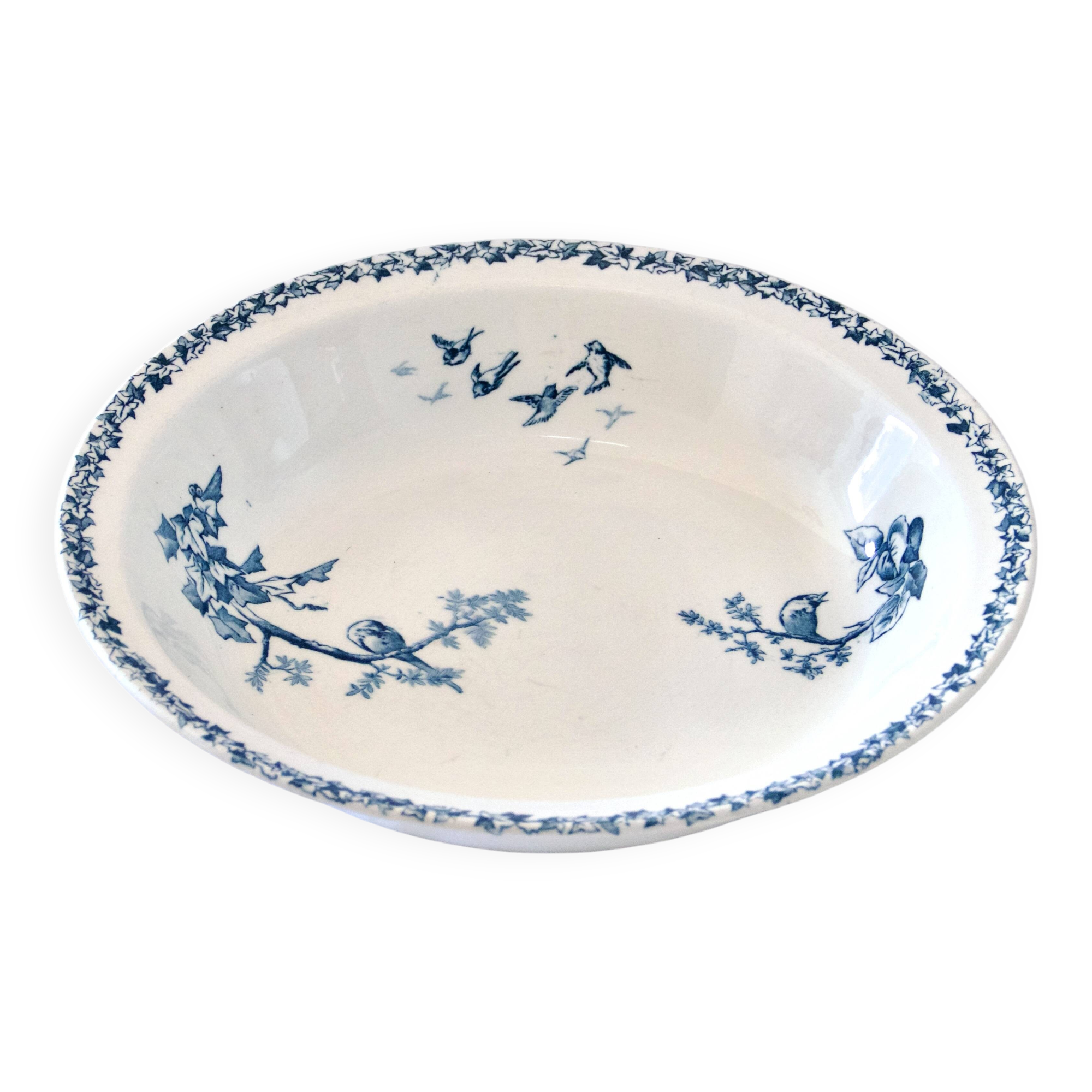 19th century hollow dish iron earth birds Choisy-le-Roi HB&C