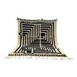 Handmade black and white Beni Ouraine Berber rug, size 150 x 250 cm