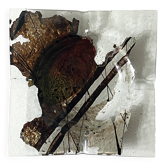 ashtray abstract painting in melted glass, around 1970