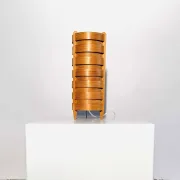 Cylindrical Pinewood Table Lamp In The Manner Of Hans-Agne Jakobsson, Sweden, Circa 1960S