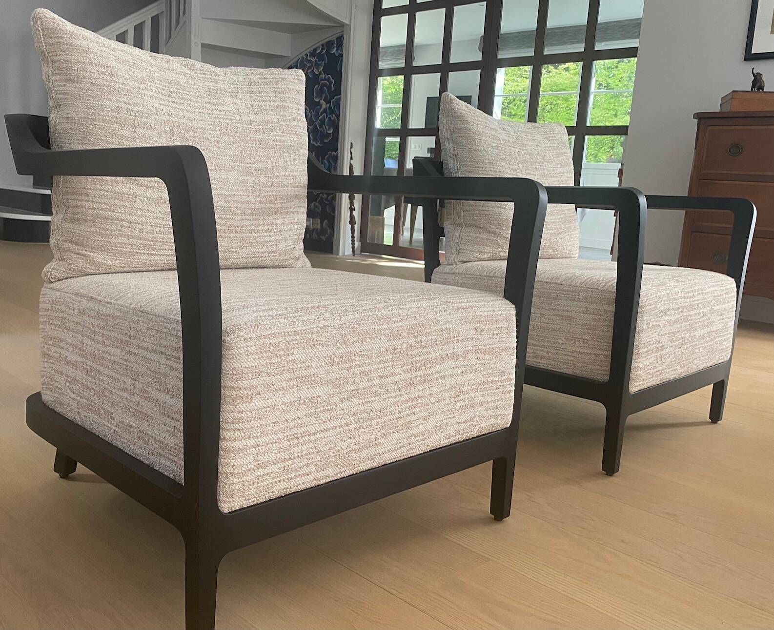 Pair of Be Bop armchairs – Specchio Nature fabric – excellent condition