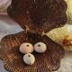 Boite coquillage vintage en osier