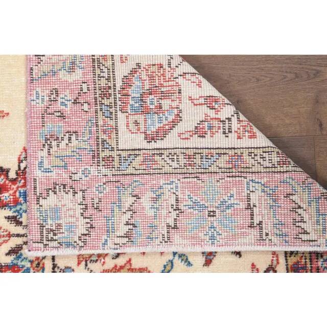 1970s Turkish Oushak Handmade Wool Cotton Beige Area Rug 103x206