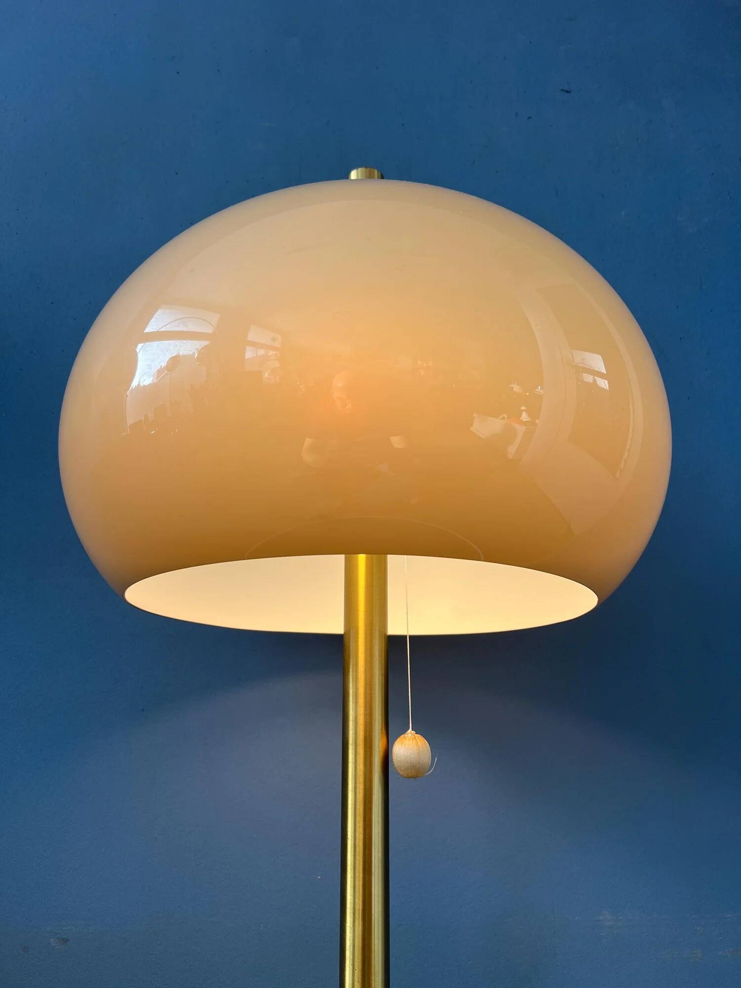 Large vintage brass mushroom space age table lamp