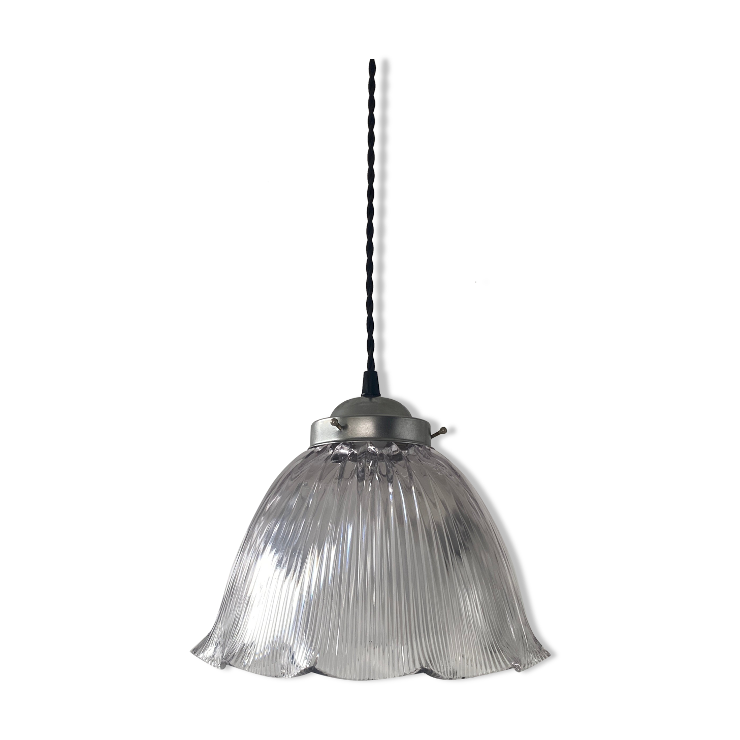 Holophane glass suspension 25,5 cm vintage