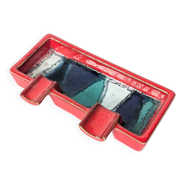 Mid-century ceramic brutalist ashtray catchall fat lava