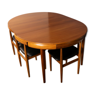 Table à manger en teck « Roundette » & 6 chaises d'Hans Olsen pour Frem Rølje 1960