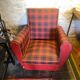 Red faux leather armchair