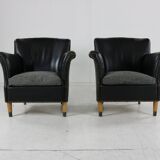 Set of two Danish design leather club chairs