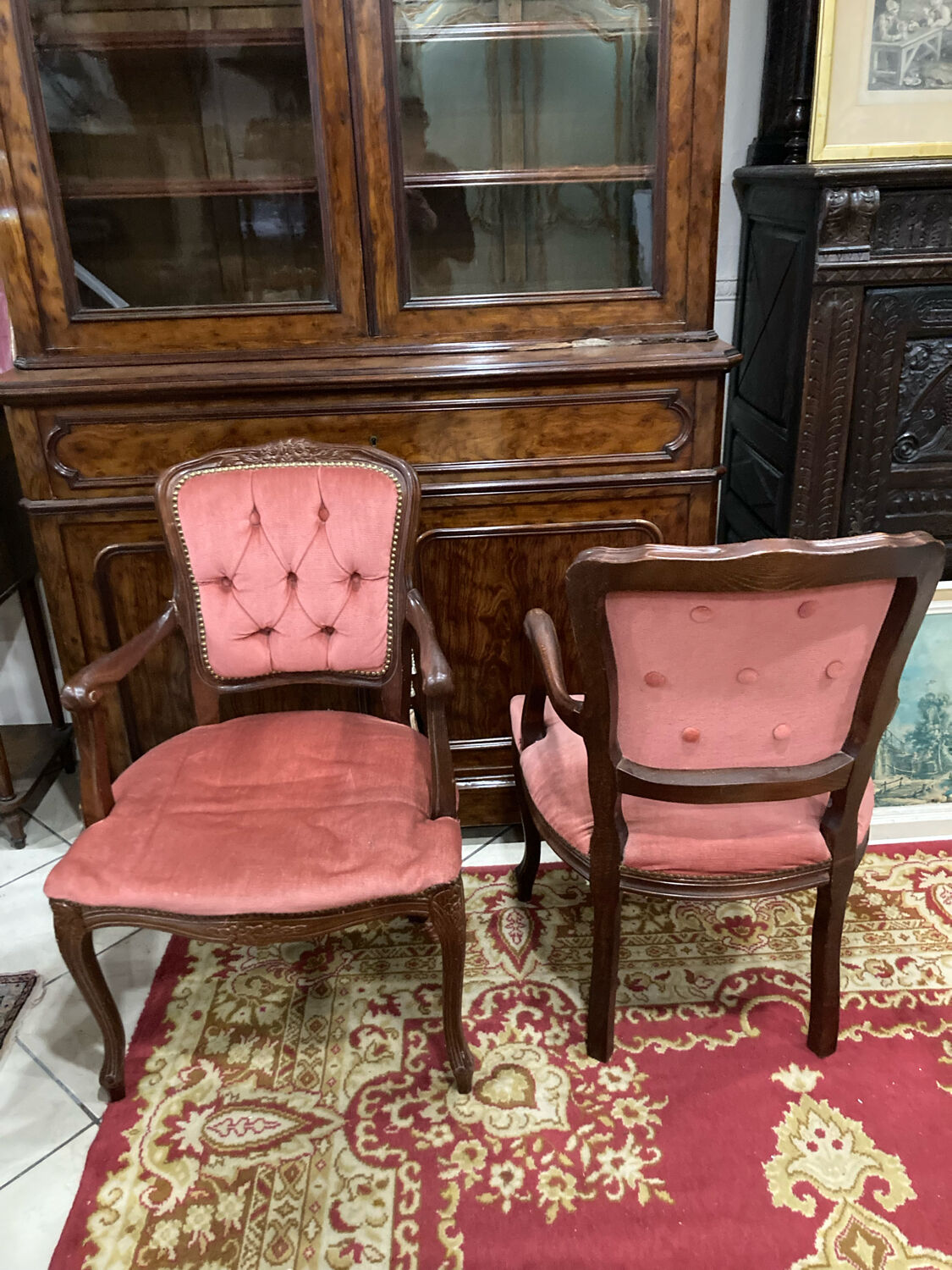 Two Louis XV style convertible armchairs