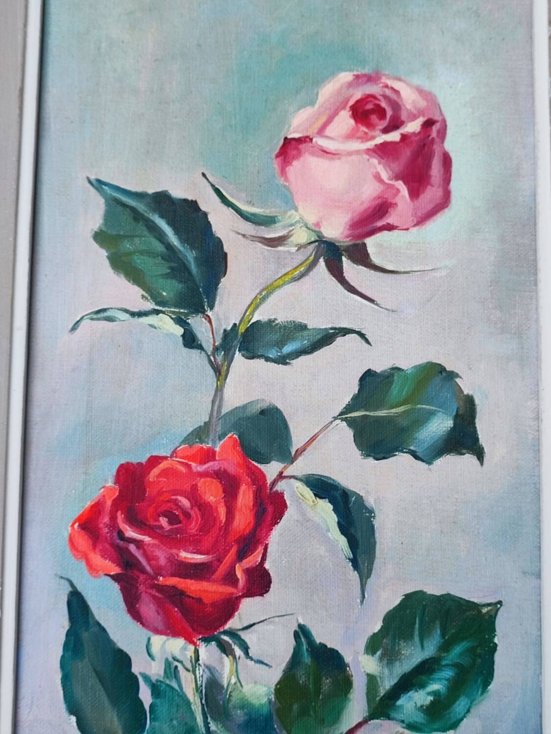 Paire de peintures à l'huile "Roses"