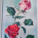 Paire de peintures à l'huile "Roses"