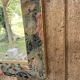 Wooden mirror, painted flower outline