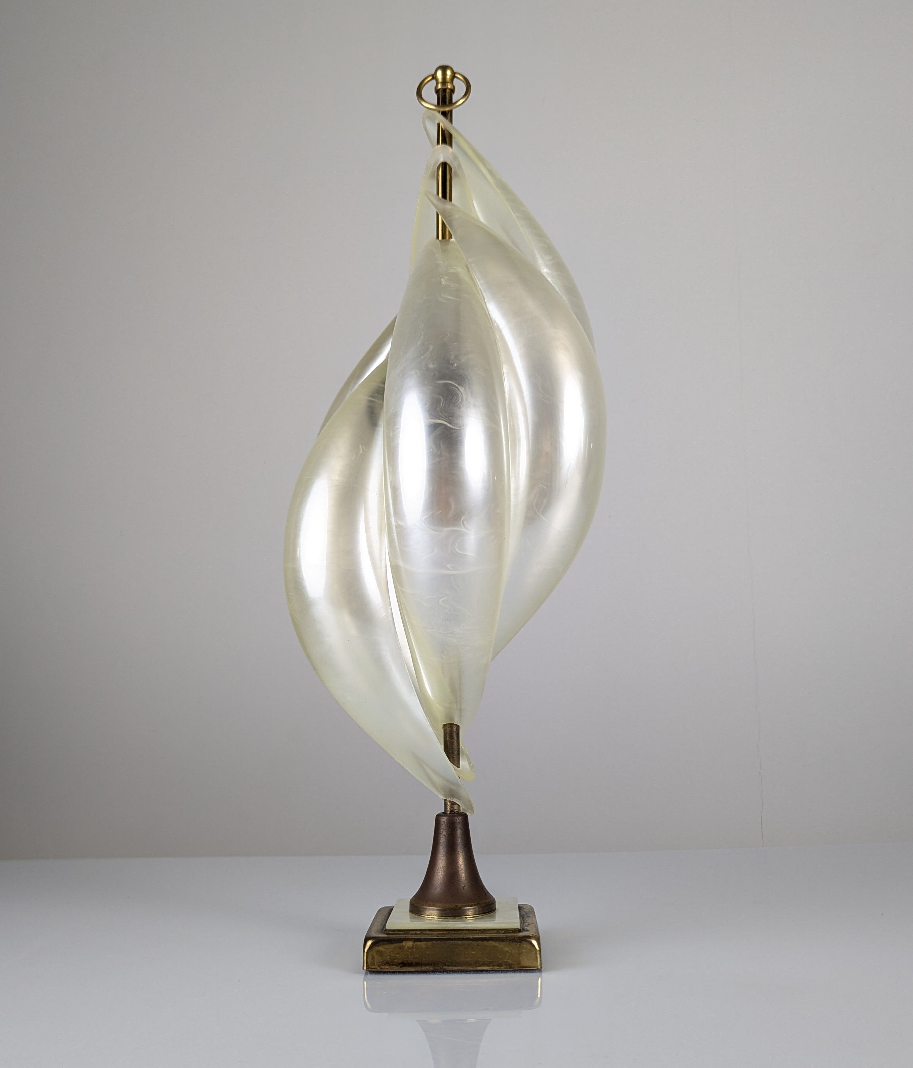Maison Rougier table lamp in opalescent lucite 1970s