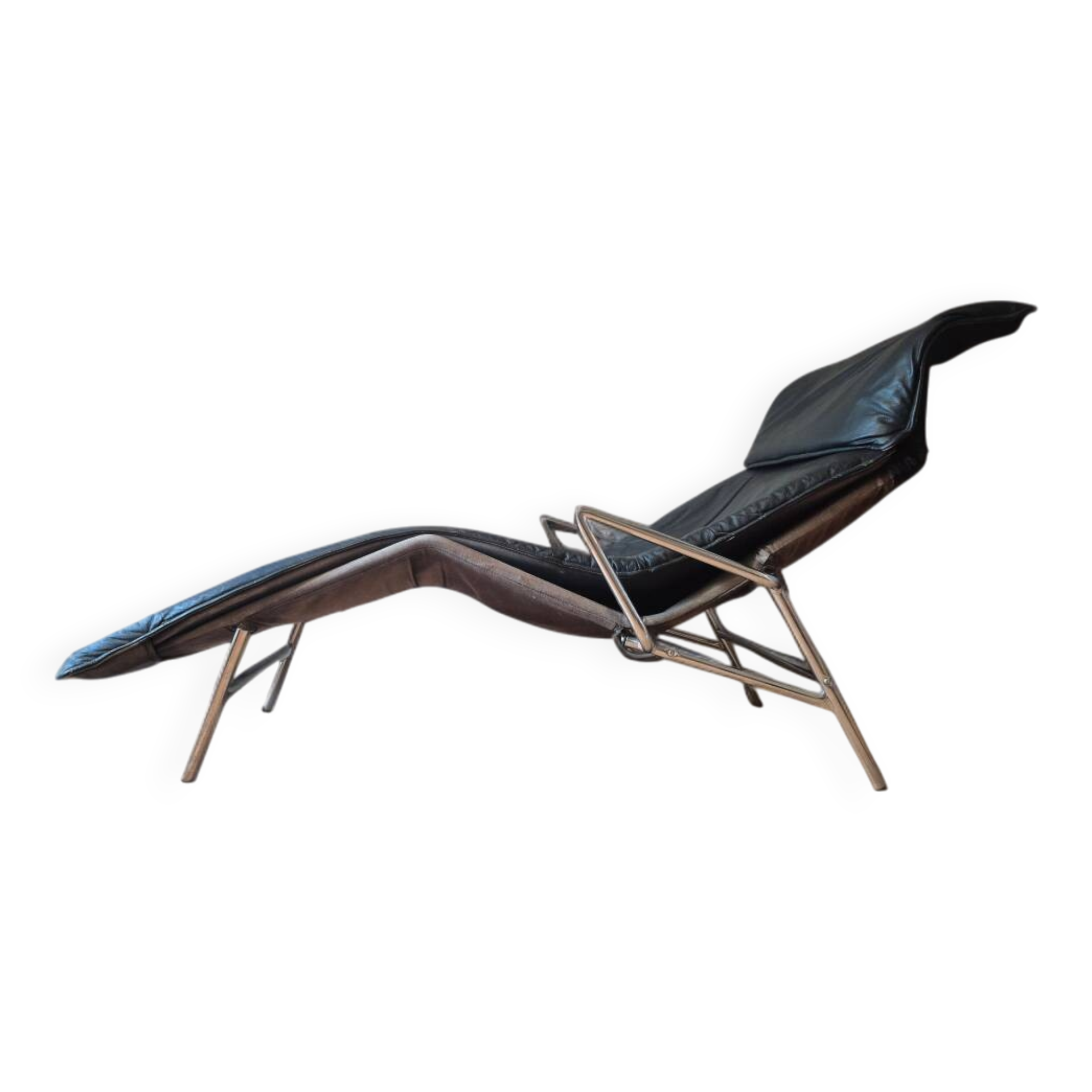 Scandinavian black leather lounge chair, 1980