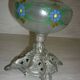 Vase de lampe à pétrole peint sur pied en étain du XIXème